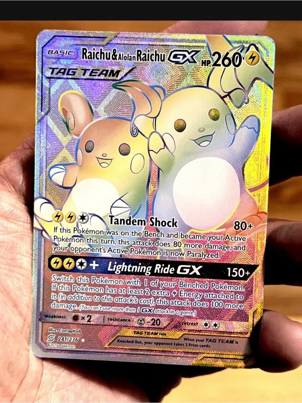 Raichu and Alolan Raichu GX customized card